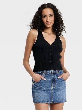 Universal Thread Women's Rib Sweater Vest Black